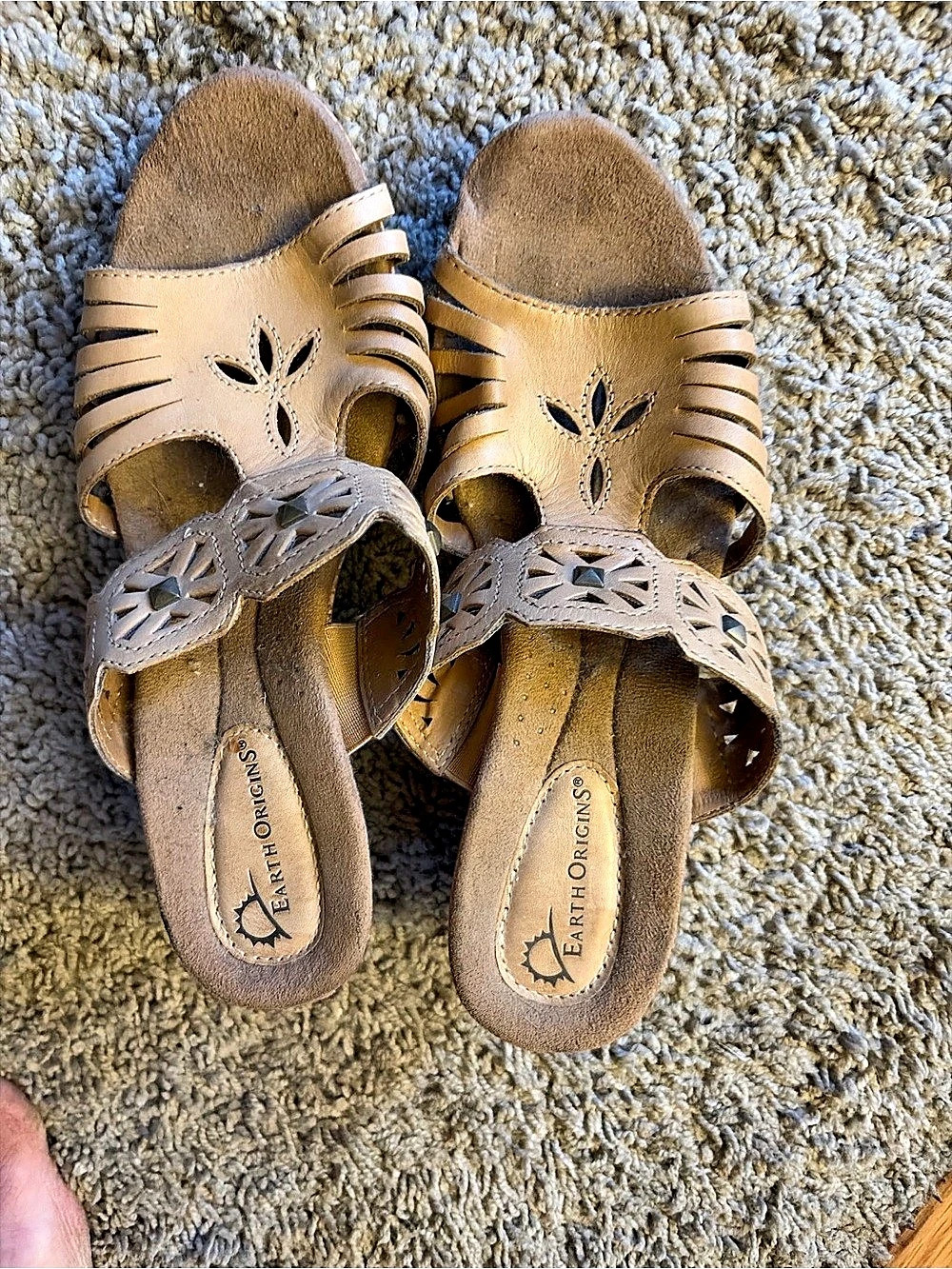 Earth Origins Cutout Slide Sandals in Brown